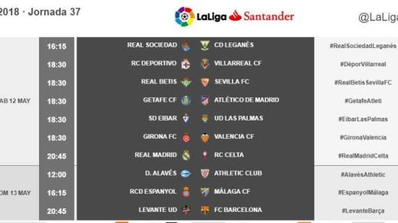 OFICIAL - LaLiga da a conocer los horarios de la última jornada: el Madrid visita al Villarreal