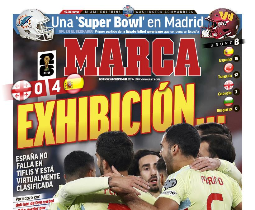 Marca destaca en su portada el partido histórico de la NFL en el Santiago Bernabéu