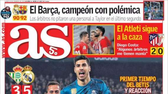 PORTADA - AS: "Asensio reinó en la fiesta del gol"