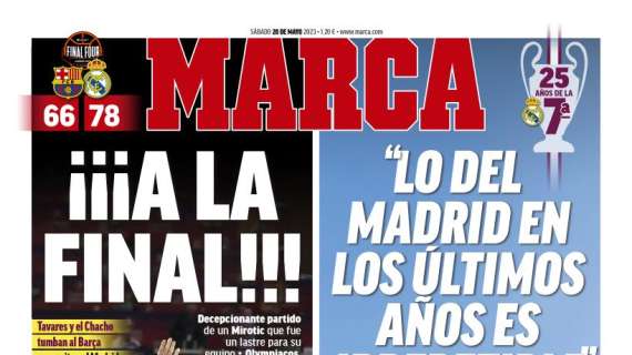 PORTADA | Marca, con el Real Madrid de baloncesto: "¡¡¡A la final!!!"