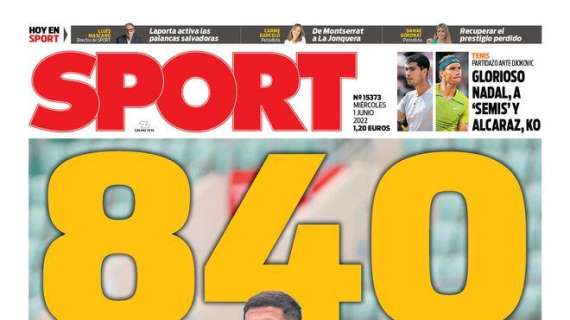 PORTADA | Sport: "840 millones para salvar al Barça"