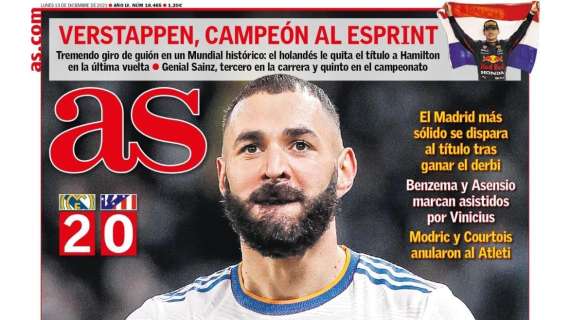 PORTADA | As: "El Madrid más sólido se dispara al título tras ganar el derbi"