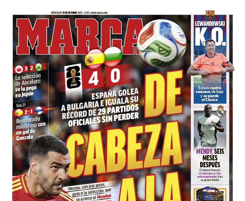 Marca destaca en su portada la vuelta de Mendy al Real Madrid seis meses después