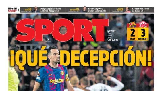 PORTADA | Sport abre con el Barcelona: "¡Qué decepción!"