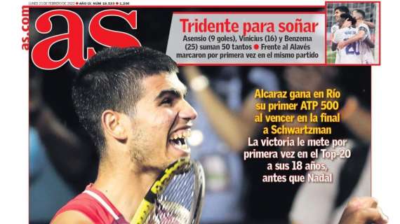 PORTADA | AS: "Asensio, Vinicius y Benzema: tridente para soñar"