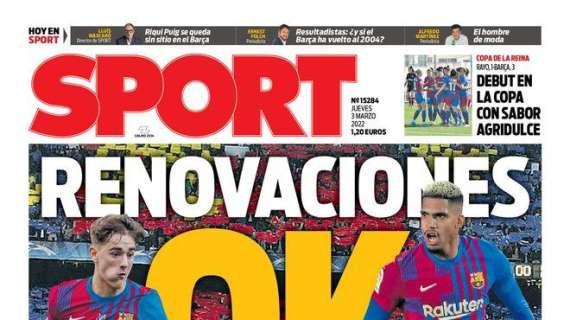 PORTADA | Sport: "Gavi y Araujo, renovaciones 'ok'"