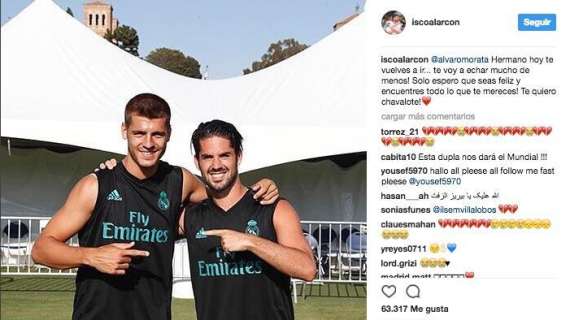 FOTO - Isco a Morata: "Hermano, hoy te vuelves a ir. Te voy a echar mucho de menos. Sólo espero..."