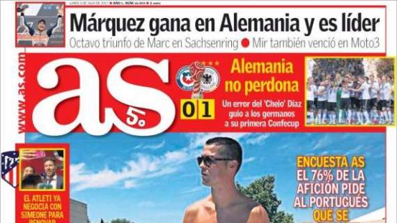 PORTADA - As se hace eco del reclamo de la afición: "El silencio de Cristiano bloquea al Madrid"