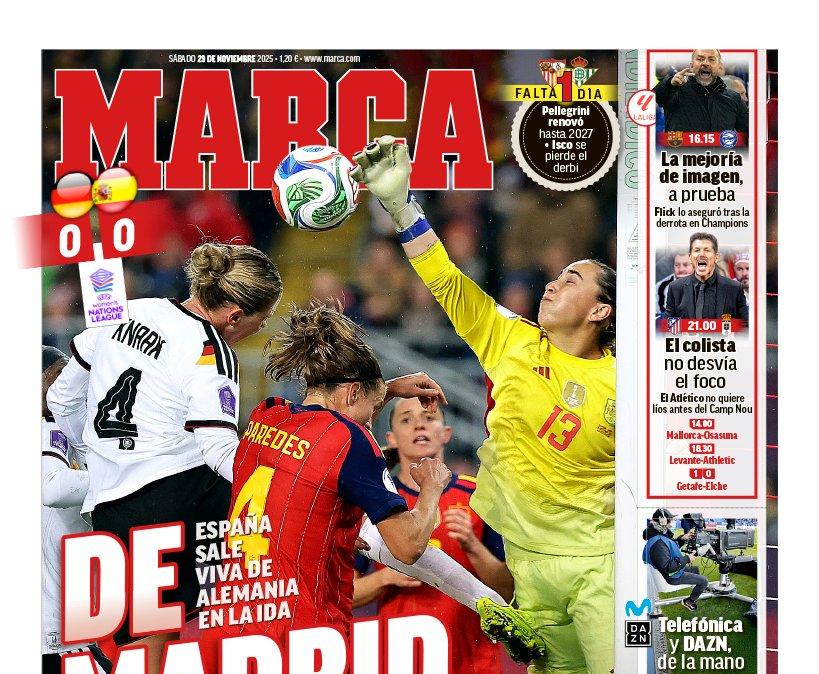 Marca destaca en su portada la ida de la final de la Nations League