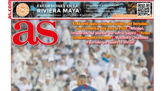 PORTADA | AS con el Real Madrid-PSG: "90 minuti..."