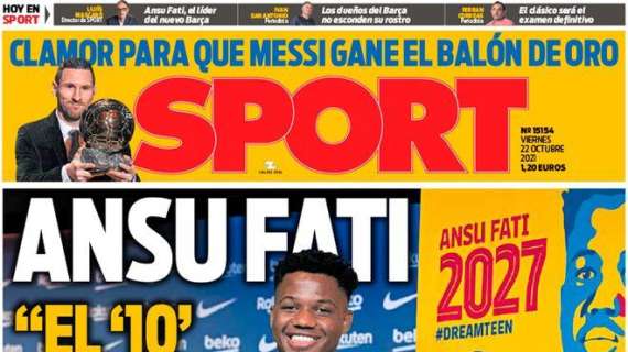 PORTADA | Sport, Ansu Fati: "El '10' no es una presión"