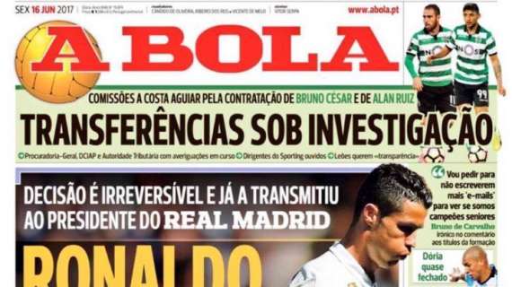 ¡Bombazo! A Bola en portada: "Cristiano quiere abandonar España"
