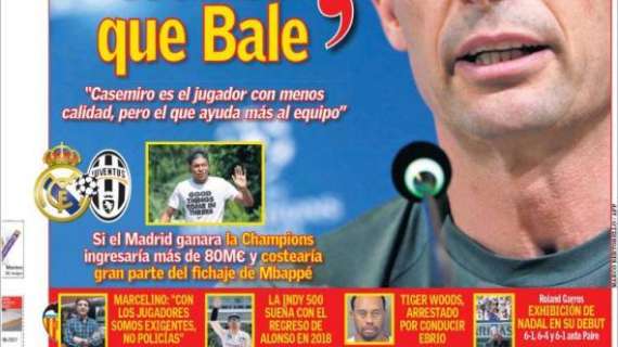 PORTADA - As destaca los elogios de Allegri y hay noticias de Mbappé: "Isco es mucho más técnico que Bale"