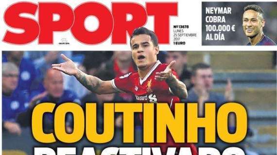 PORTADA - Sport destaca el interés retomado por un fichaje frustrado: "Coutinho reactivado"