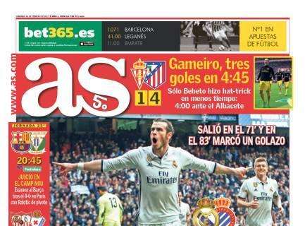 PORTADA - As: "88 días después... ¡Gareth Bale! Salió en el 71' y en el 83' marcó un golazo"