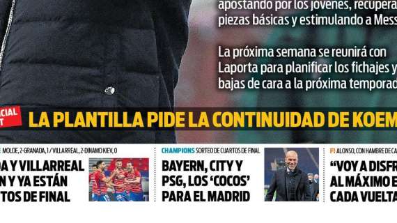 PORTADA - Sport: "Bayern, City y PSG, los 'cocos' para el Madrid"