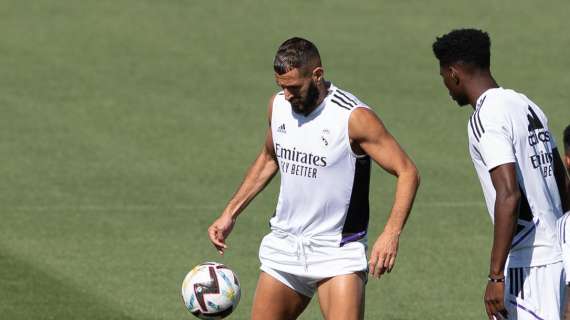 Benzema en un entrenamiento