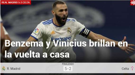Marca: "Benzema y Vinicius brillan en la vuelta a casa"