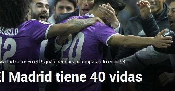 FOTO - MARCA: "El Madrid tiene 40 vidas"