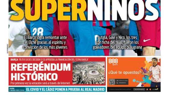 PORTADA | Sport: "El COVID y el Cádiz ponen a prueba al Real Madrid"