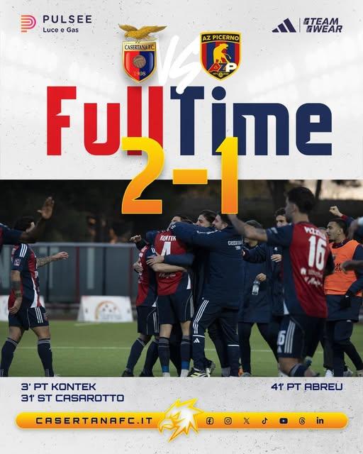 La Casertana si impone 2 a 1 con il Picerno 