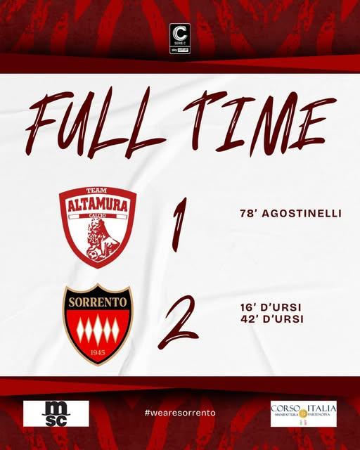 Team Altamura, sconfitta pesante: il Sorrento passa, è 1-2 al D’Angelo