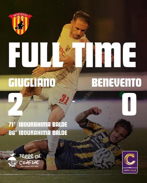 Giugliano-Benevento 2-0, Strega eliminata
