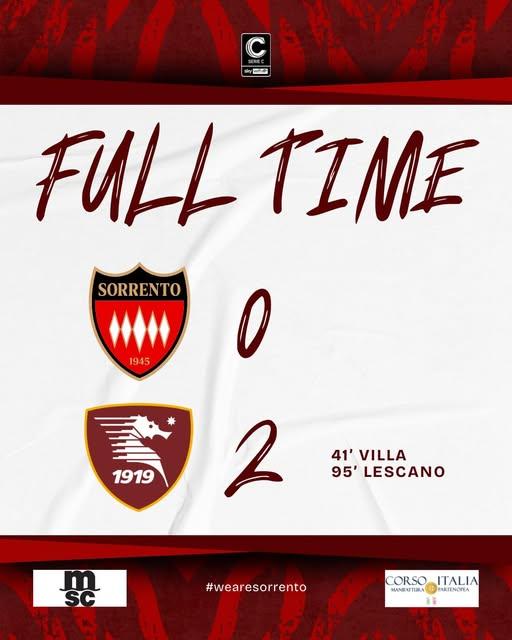 Sorrento-Salernitana 0-2: i granata vincono il derby in trasferta