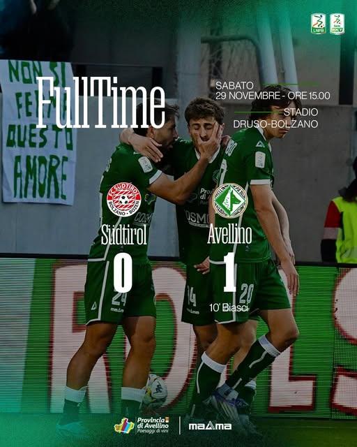 Avellino,  batte il Südtirol: vittoria  a Bolzano 