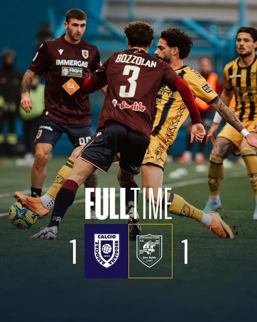 Reggiana-Juve Stabia 1-1: gialloblù frenati solo da un errore di Confente