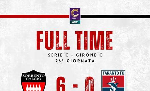 Il Sorrento supera il baby Taranto, 6-0  