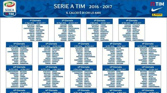 Calendario, subito Juve-Fiorentina. A settembre Roma e Milan in casa