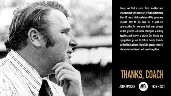 Madden NFL 22, in memoria di John Madden: "Thanks, Coach"