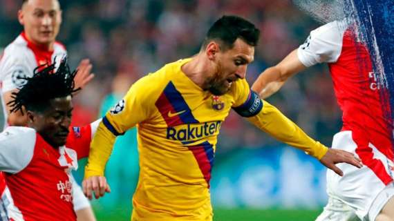 Barcellona con lo spavento: 2 a 1 allo Slavia nel segno di Messi