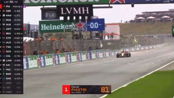 F1 | Gp Olanda, Piastri "colpo" mondiale. Norris out, Verstappen 2°, Hadjar 3°