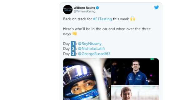 Formula 1 / Williams, calendario Bahrain: 1° Nissany, poi Latifi e Russell