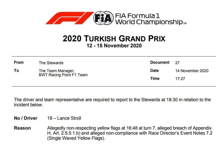 F1/ La pole di Stroll è in pericolo: convocato dai commissari