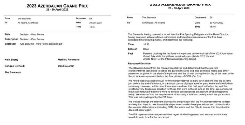 F1 | Baku e la tragedia sfiorata: il comunicato ufficiale, FIA "rimbrottata"