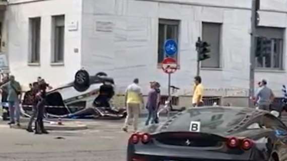 Milano | Vigili si schiantano contro una Ferrari e si cappottano: inseguimento finito male