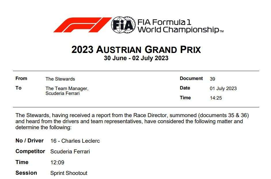 F1 | UFFICIALE, Leclerc penalizzato: i commissari danno colpa al muretto