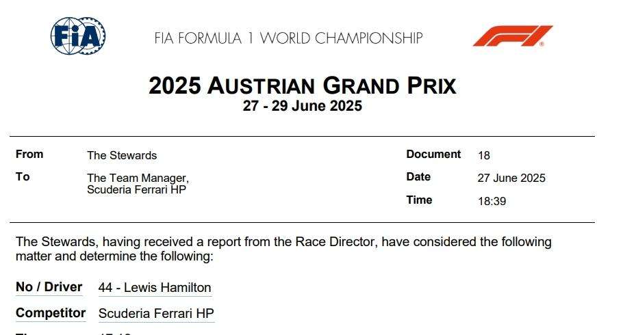 F1 | UFFICIALE, Ferrari: Hamilton, niente penalità per il pericolo ad Antonelli