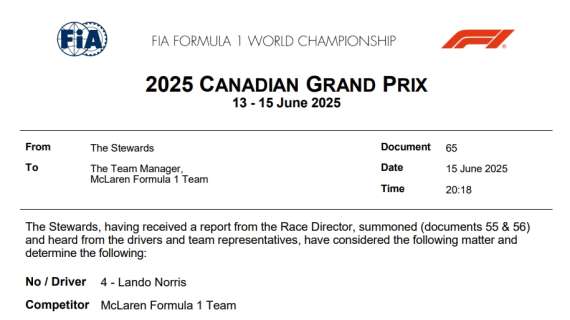 F1 | UFFICIALE FIA, penalità per Norris: colpa sua il contatto con Piastri