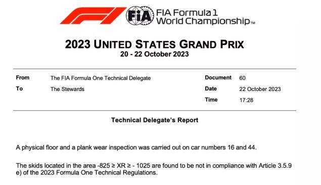 F1 | Austin, Hamilton e Leclerc a rischio squalifica: fondo irregolare?