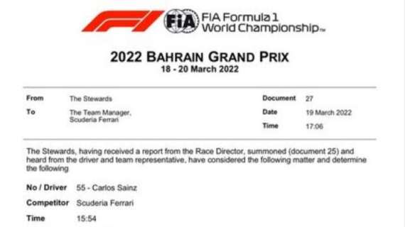 Formula 1 | Ferrari, Sainz: niente penalità per l'unsafe release