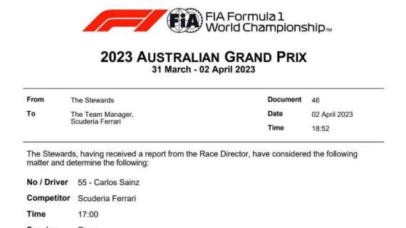 F1 | UFFICIALE, la FIA conferma penalità e -2 punti patente a Sainz: i motivi