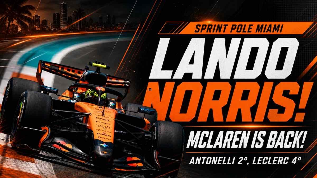F1 | Recap Qualifiche Sprint Miami, Norris conquista la pole, McLaren torna a far paura