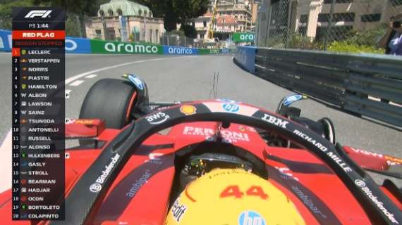 F1 | Ferrari, Hamilton a muro nel finale di FP3: bandiera rossa a Monaco