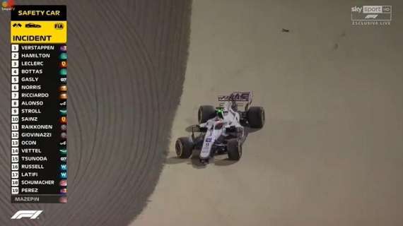 Formula 1 / Gp Bahrain, Safety Car per la Haas di Mazepin. Verstappen sente "qualcosa di strano"