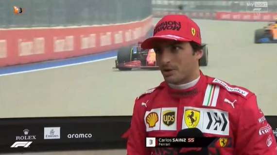 Formula 1 |  Ferrari, Sainz 3° e felice: il graining complica, la pioggia restituisce
