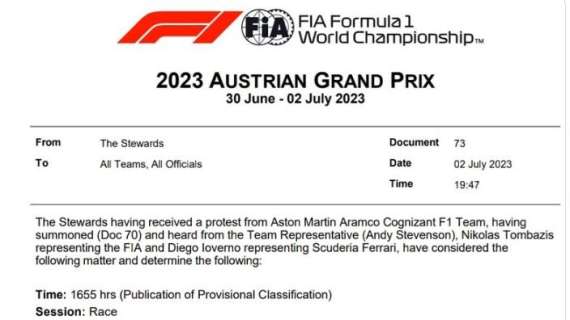 F1 | Clamoroso: Aston Martin, ricorso accolto e classifica finale annullata! Attesa in Austria